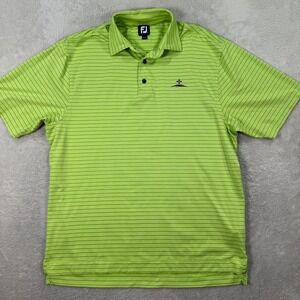 FootJoy FJ Golf Polo Shirt Mens Large Lime Green Black Stripe Short Sleeve EUC